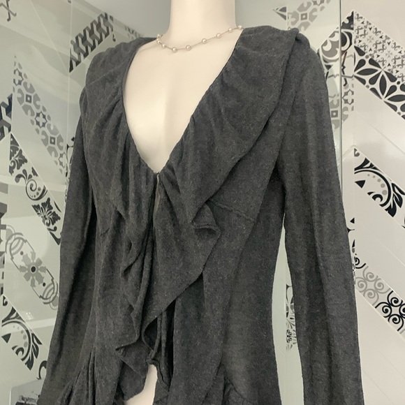 Vintage Sweaters - VTG Gorgeous 100% Cotton Knit Cardigan with Layered Frills